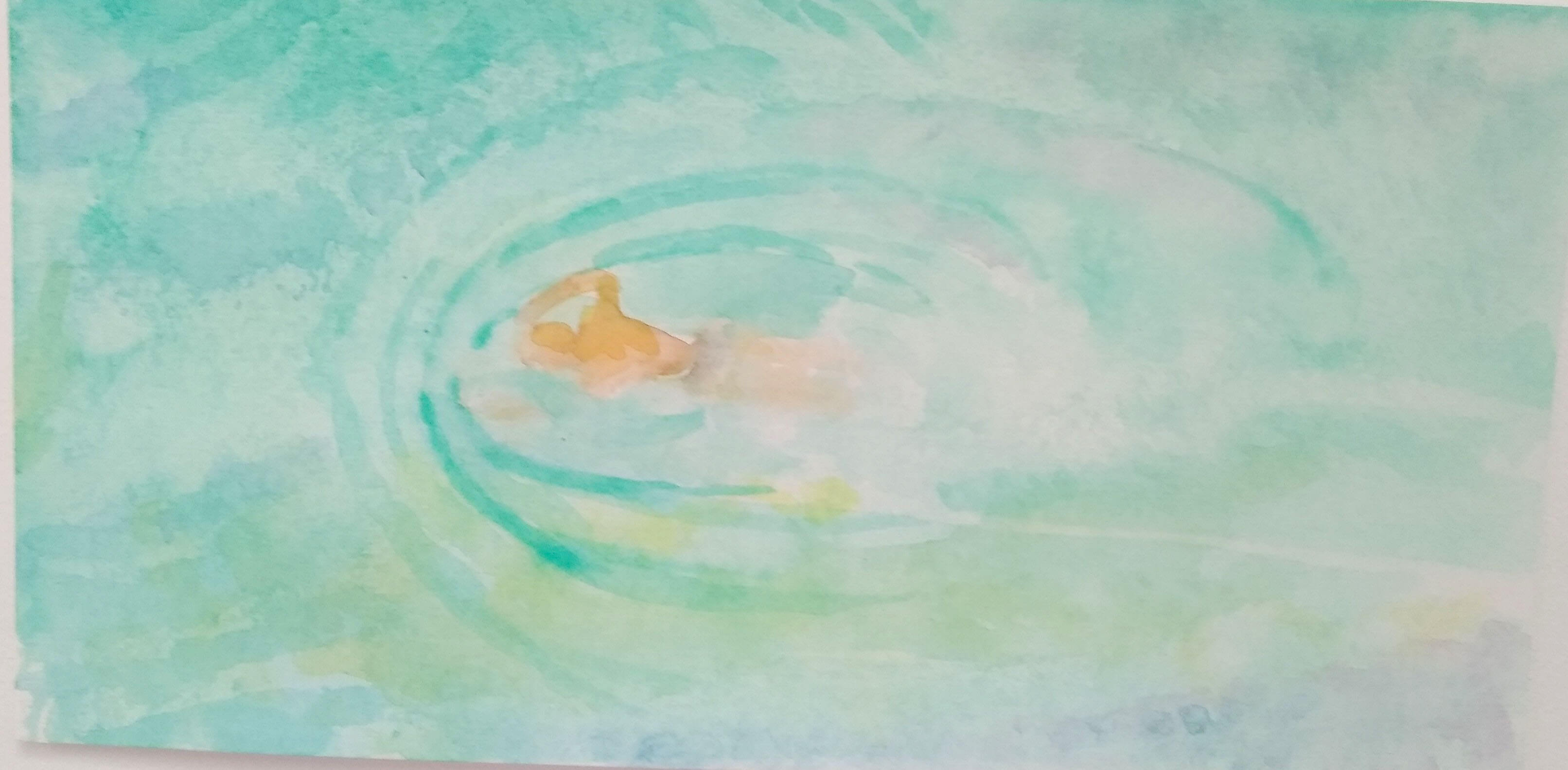 A watercolour painting of a swimmer by Caroline Mayow